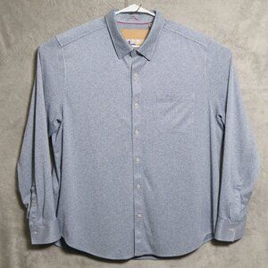 Tommy Bahama Shirt Mens 2XL Blue San Lucio Herringbone Long Sleeve Pocket Button
